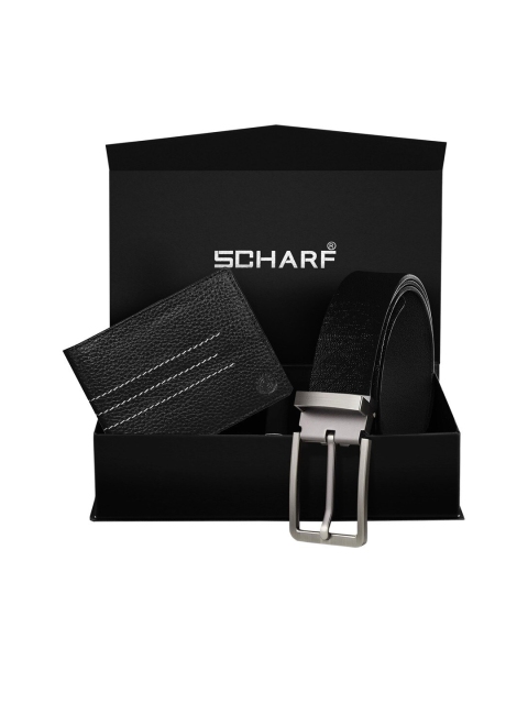 

SCHARF Men Black Solid Accessory Belt and Wallet Combo Gift Set