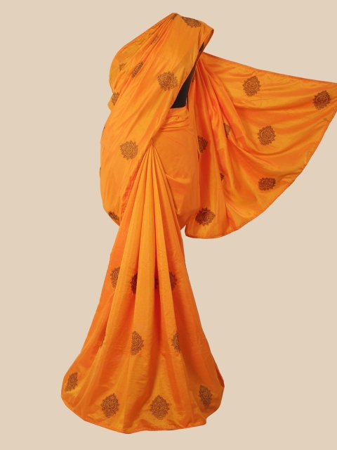 

Pothys Orange & Brown Ethnic Motifs Art Silk Saree
