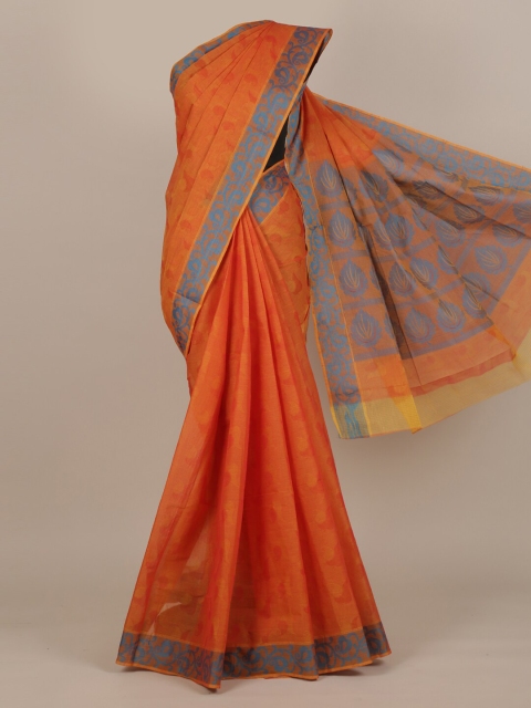 

Pothys Orange & Blue Paisley Pure Cotton Saree