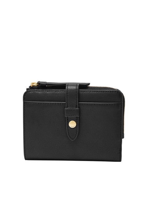 

Fossil Women Black Textured Leather Two Fold Wallet