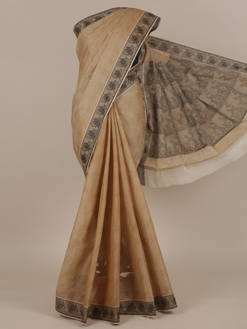 

Pothys Tan & Black Floral Pure Cotton Saree