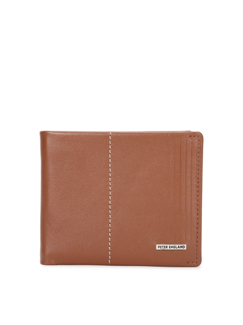 

Peter England Men Brown Textured Leather Two Fold Wallet