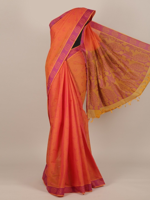 

Pothys Orange Ethnic Motifs Pure Cotton Saree