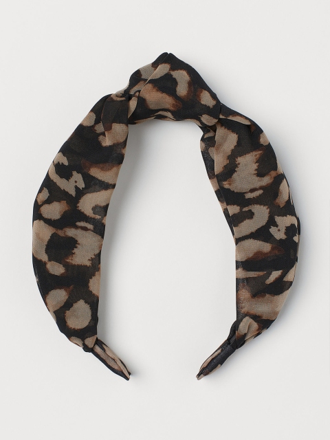 

H&M Women Black & Biege Printed Alice Band with A Knot