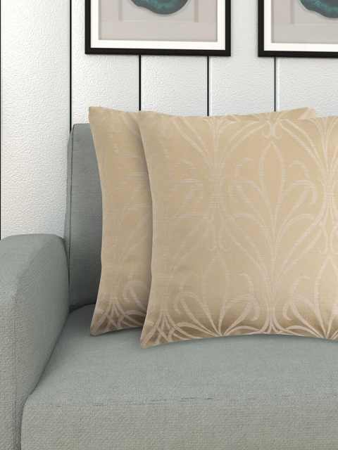 

Home Centre Beige Set of 2 Floral Square Cushion Covers