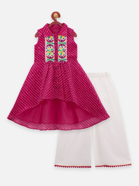 

LilPicks Girls Pink & White Printed Palazzos