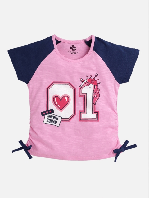 

TAMBOURINE Girls Pink Printed T-shirt