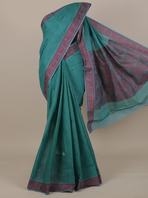 

Pothys Teal & Purple Ethnic Motifs Pure Cotton Saree