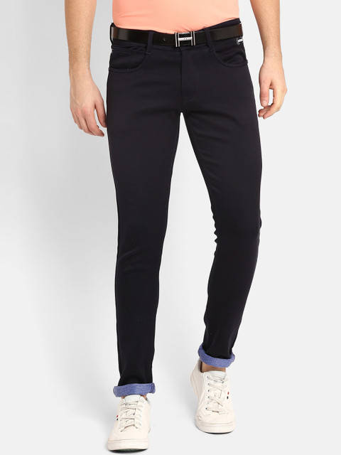 

V2 Value & Variety Men Navy Blue Solid Regular Trousers