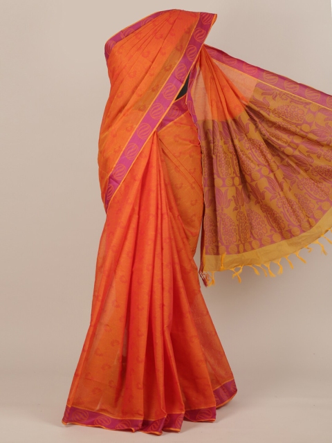

Pothys Orange & Pink Ethnic Motifs Pure Cotton Saree