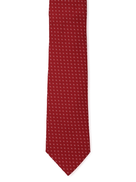 

Peter England Men Red & White Woven Design Broad Tie