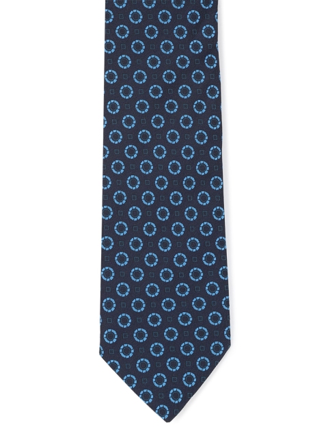 

Peter England Men Navy Blue Woven Design Broad Tie