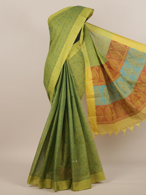 

Pothys Green & Brown Ethnic Motifs Pure Cotton Saree