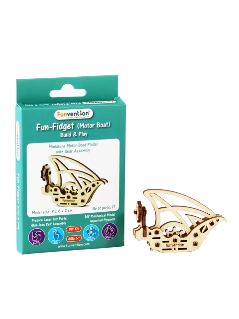 

Funvention Kids Brown Funvention Fun Fidgets Wooden Motor Boat Model, Beige