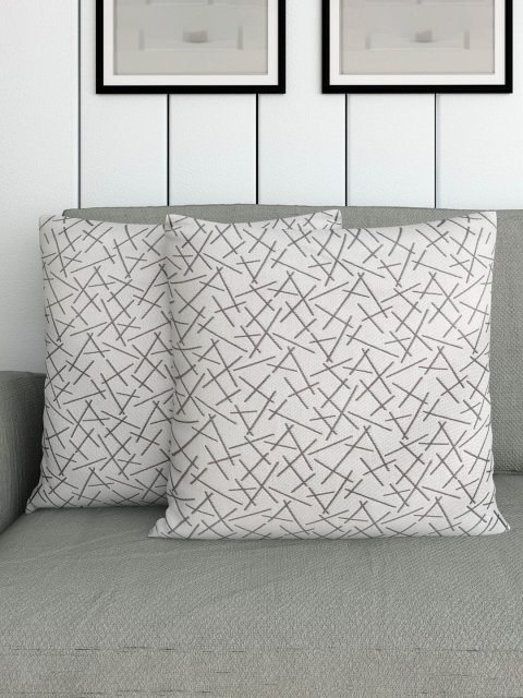 

Home Centre Grey & Off White Set of 2 Geometric Square Cushion Covers