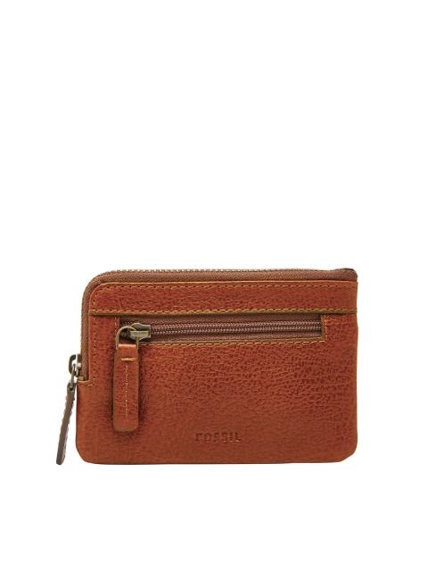 

Fossil Men Brown Textured Leather Zip Around Wallet