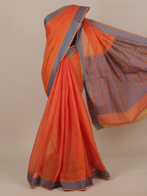 

Pothys Orange & Grey Ethnic Motifs Pure Cotton Saree