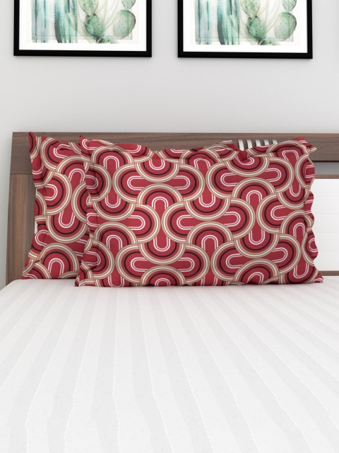 

Home Centre Red & Beige Set of 2 Geometric Rectangle Cushion Covers
