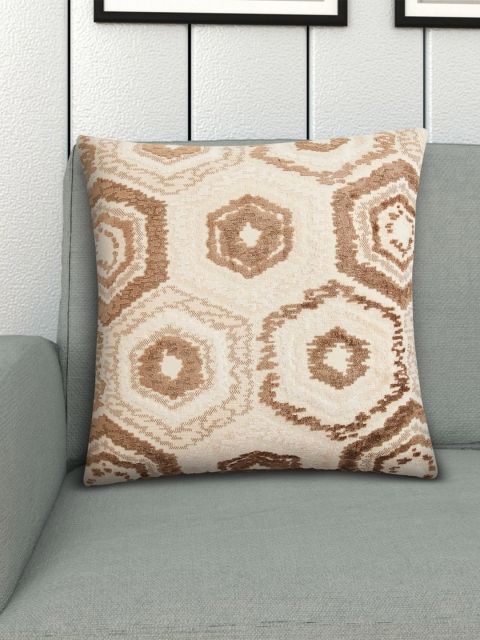 

Home Centre Cream & Brown Geometric Velvet Square Cushion Covers