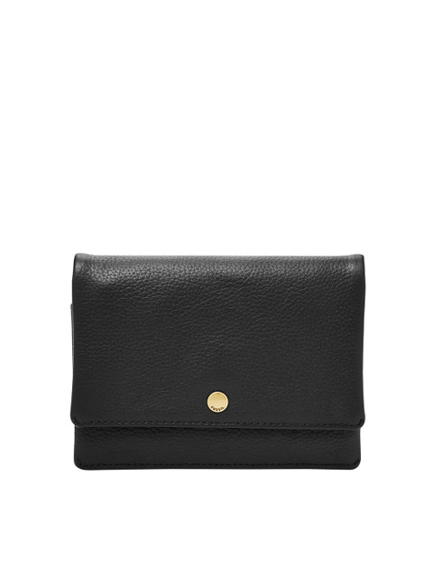 

Fossil Women Black Solid Leather Envelop Wallet