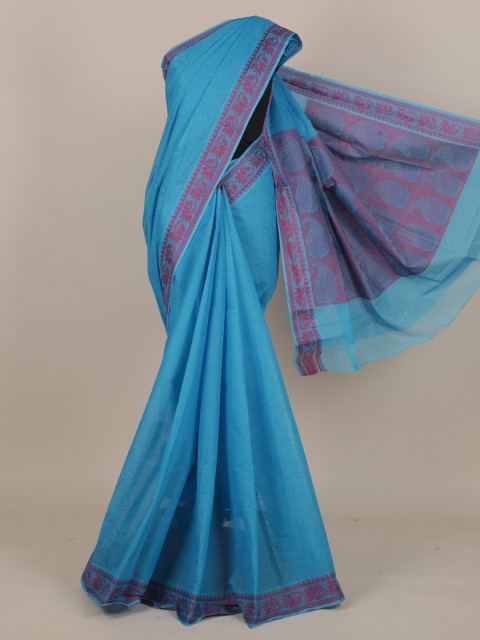 

Pothys Blue & Purple Floral Pure Cotton Saree