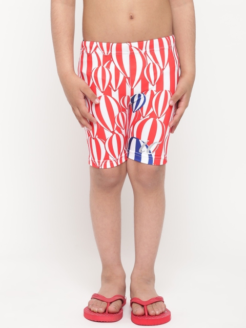 

iO Boys Red & White Printed Swim Shorts
