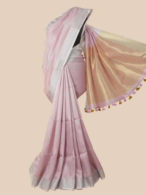 

Pothys Pink & Silver-Toned Liva Saree