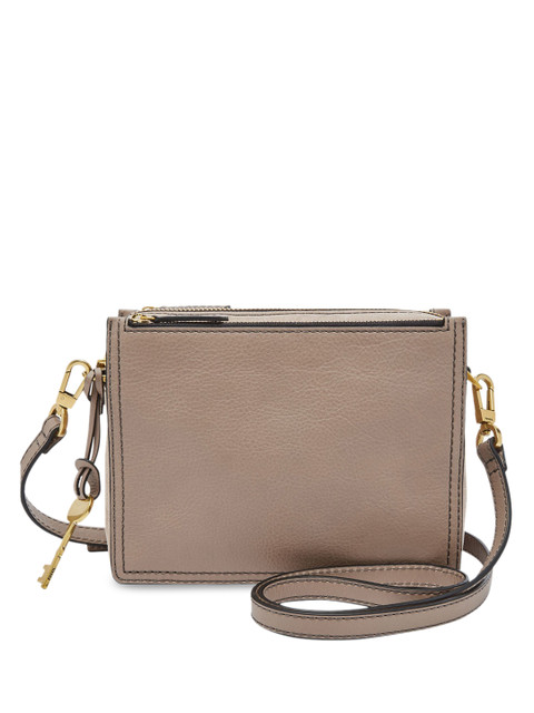 

Fossil Brown Leather Structured Satchel with Tasselled