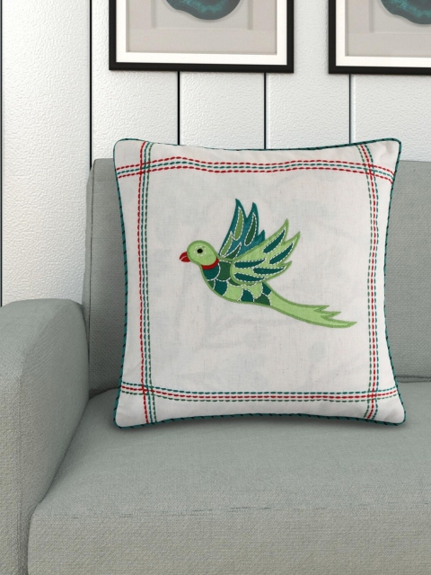 

Home Centre White & Green Quirky Square Cushion Covers