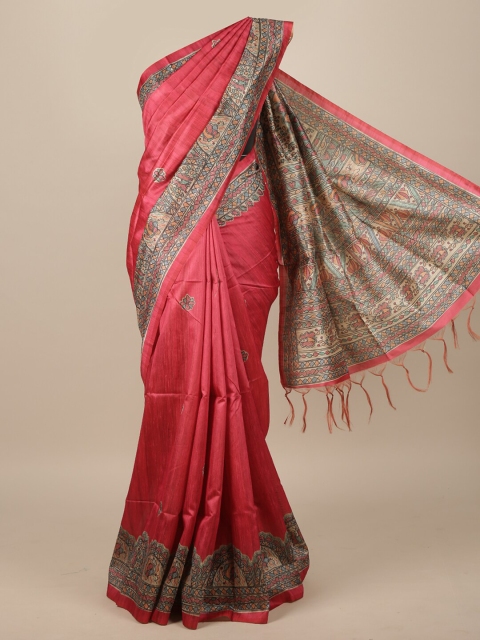 

Pothys Pink & Beige Ethnic Motifs Jute Silk Saree