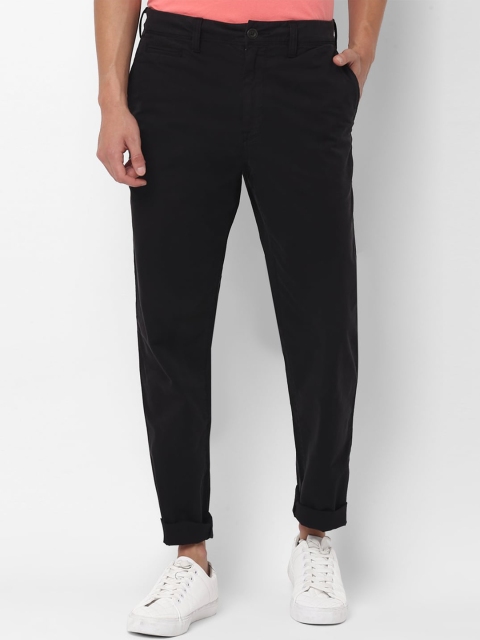 

AMERICAN EAGLE OUTFITTERS Men Black Straight Fit High-Rise Regular Trousers Regular Trousers Regular