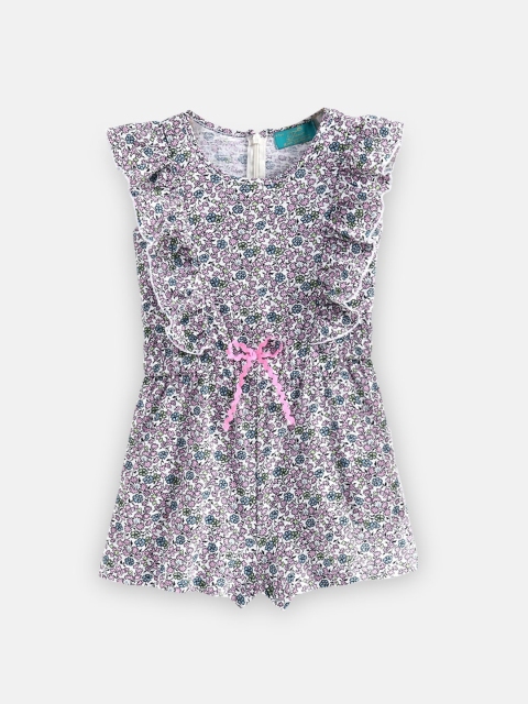 

Tiara Girls White & Black Printed with Ruffles Jumpsuit