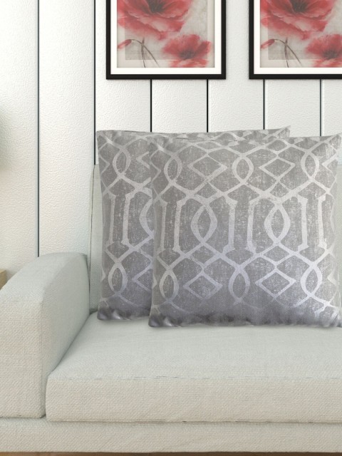 

Home Centre Grey & White Set of 2 Geometric Square Cushion Covers