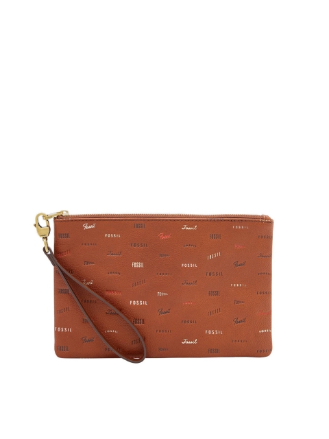 

Fossil Women Brown Abstract Leather Three Fold Wallet
