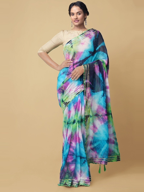 

Unnati Silks Multi Tie and Dye Pure Chiffon Bhagalpuri Saree