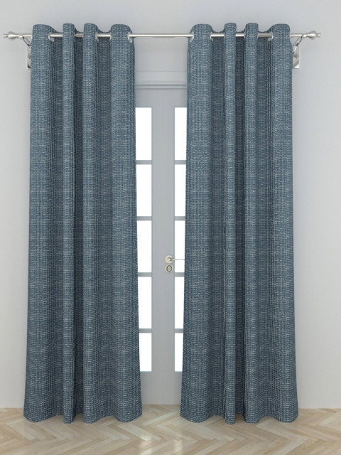 

Home Centre Teal & White Set of 2 Geometric Door Curtain