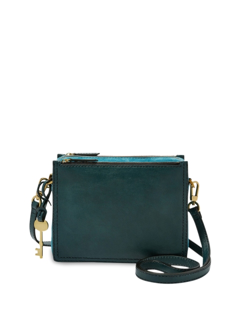 

Fossil Green Leather Structured Sling Bag with Tasselled