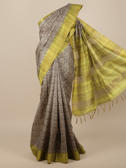 

Pothys Brown & Green Jute Silk Saree