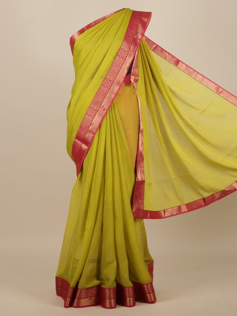 

Pothys Green & Pink Poly Chiffon Saree