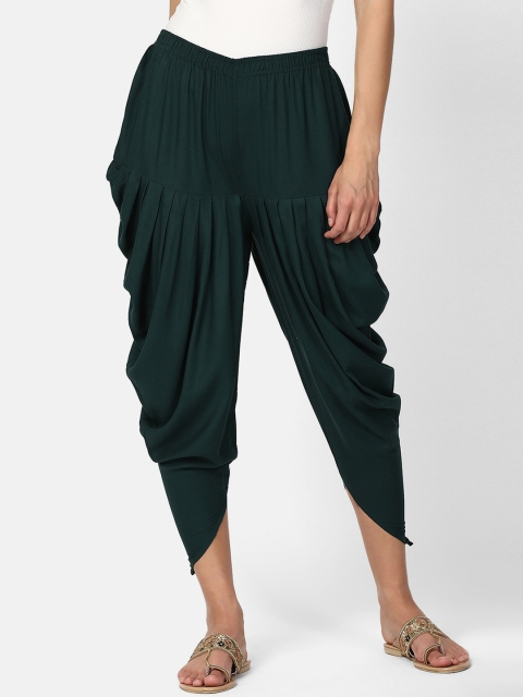 

V2 Value & Variety Women Green Solid Loose Fit Cropped Harem Pants
