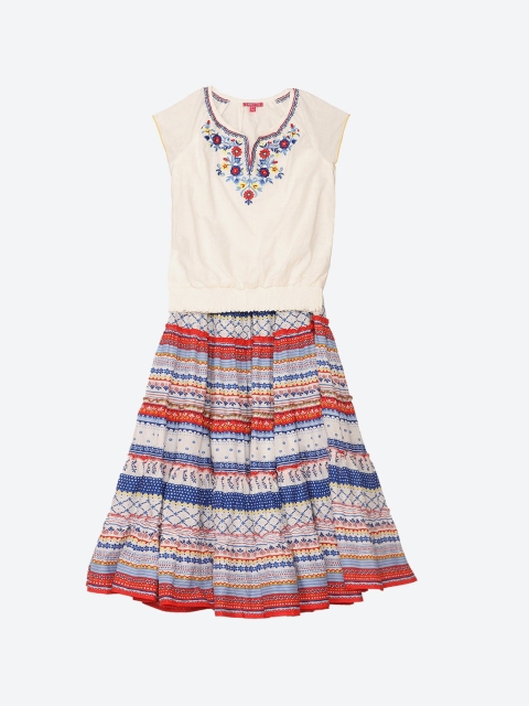 

Biba Girls White & Blue Printed Top with Skirt