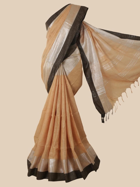 

Pothys Beige & Grey Linen Blend Saree