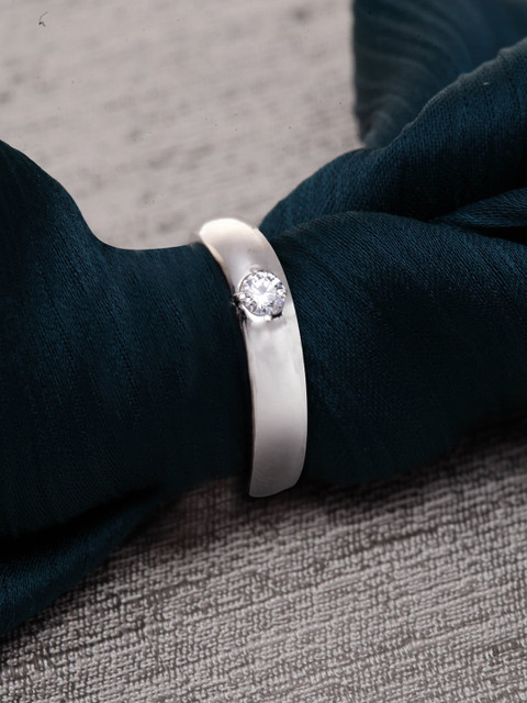

Clara Sterling Silver Toned & White CZ Studded Adjustable Finger Ring