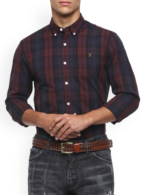 

Farah Men Burgundy Checked Casual Shirt