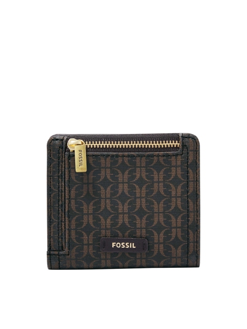 

Fossil Women Black Graphic Printed Synthetic Leather Two Fold Wallet