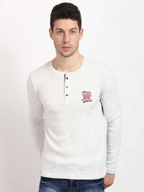 

V2 Value & Variety Men Grey Henley Neck Applique Slim Fit T-shirt