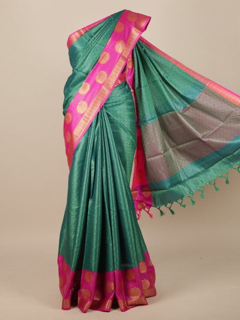 

Pothys Green & Pink Woven Design Zari Jute Silk Saree