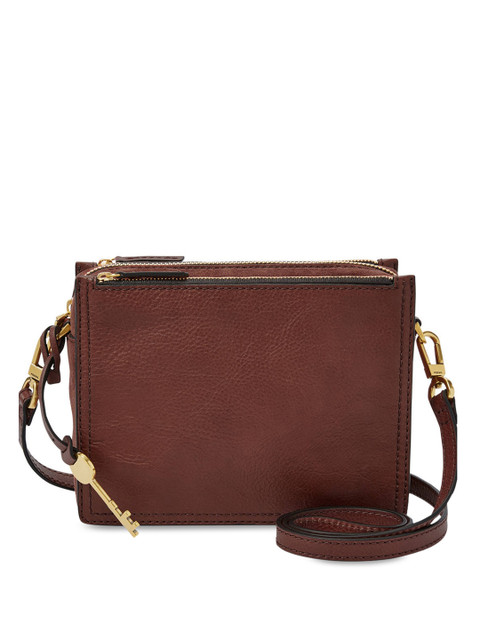 

Fossil Black Leather Structured Sling Bag with Tasselled