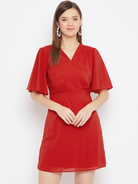 

Imfashini Red Georgette Wrap Dress