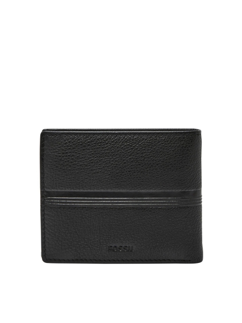 

Fossil Men Black Textured Leather Two Fold Wallet